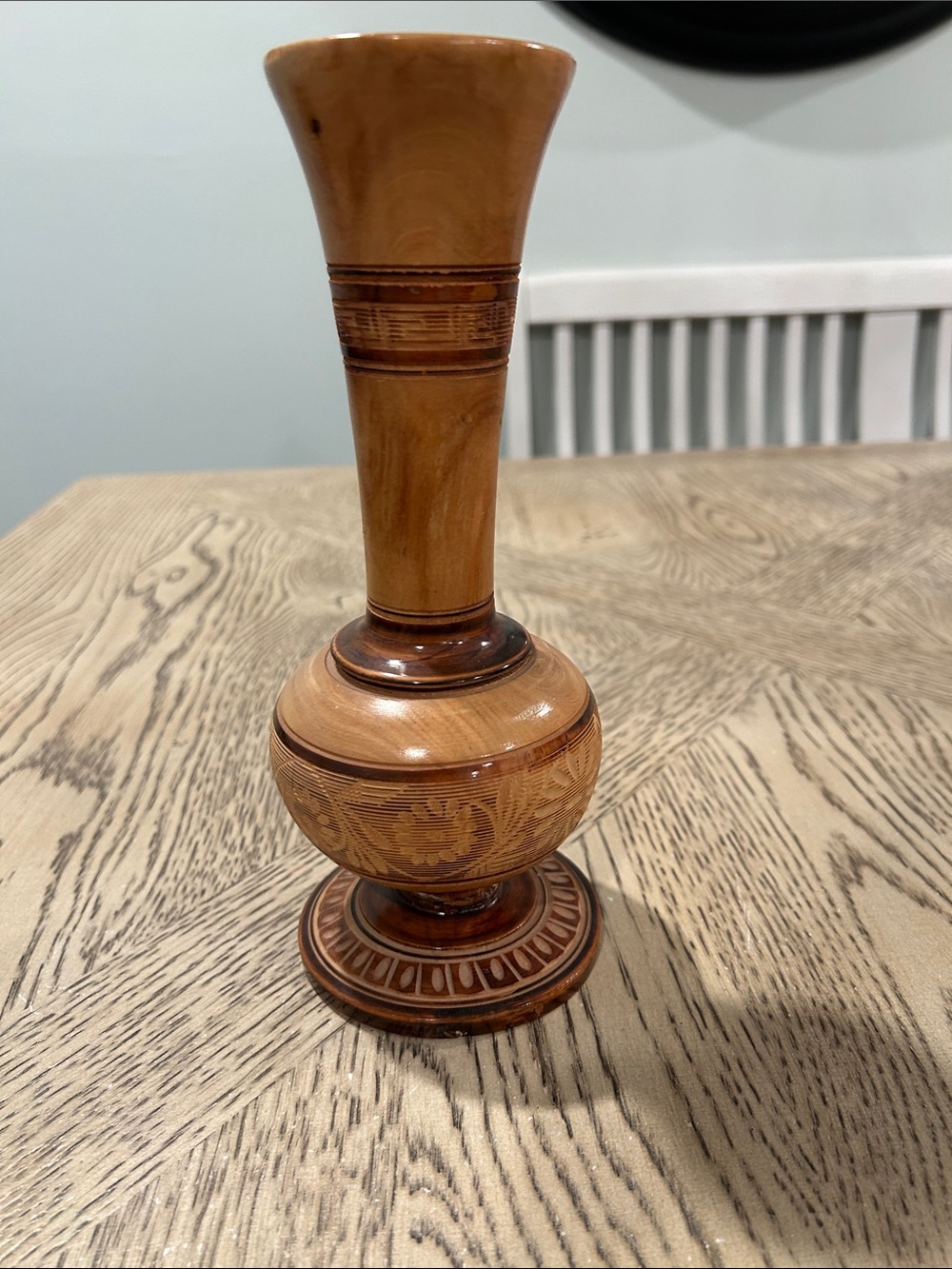 Vintage Mexican folk art wooden vase